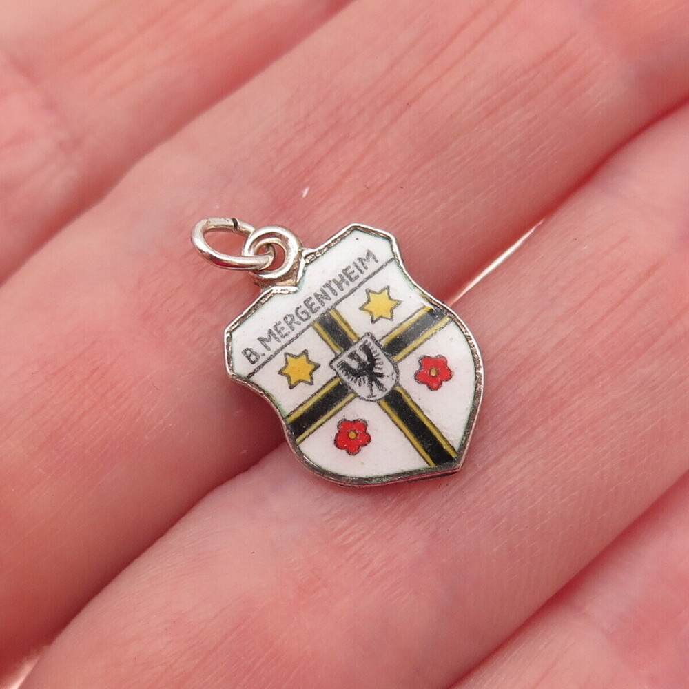800 Silver Vintage Enamel Bad Mergentheim Mini Charm Pendant
